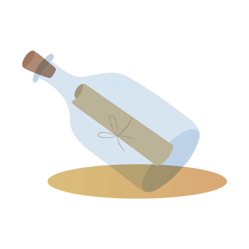 Message in a bottle flat icon graphic
